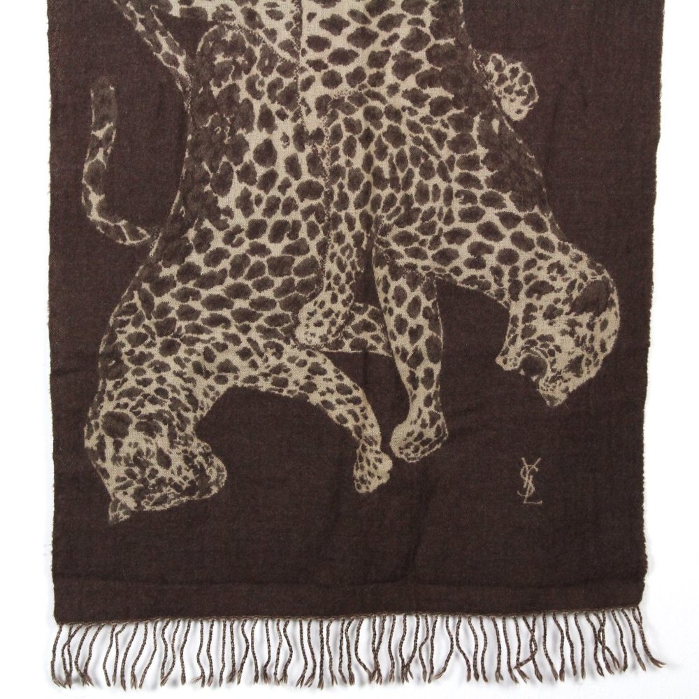 YSL Very Rare 1980s Vintage Leopard Shawl